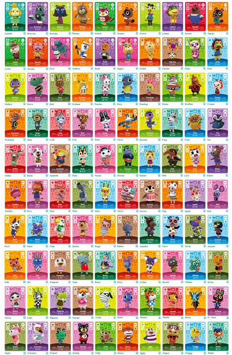 animal crossing amiibo cards list by series